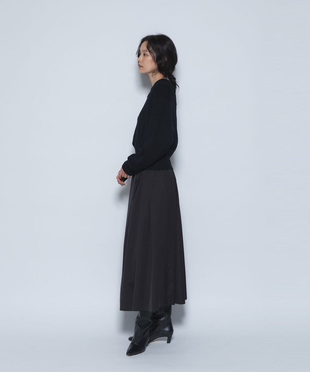 1er Arrondissement ダブルサテンミモレスカート ブラック