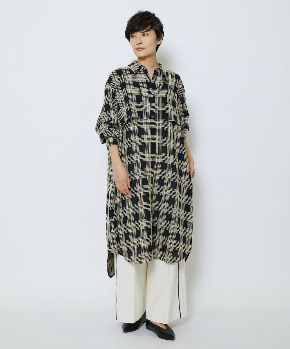 MOGA Collection MOGA Collection ジョーゼットチェックシャツワンピース ブラック