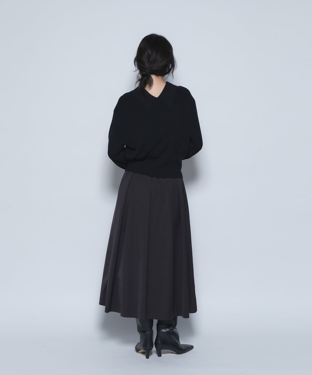 1er Arrondissement ダブルサテンミモレスカート ブラック