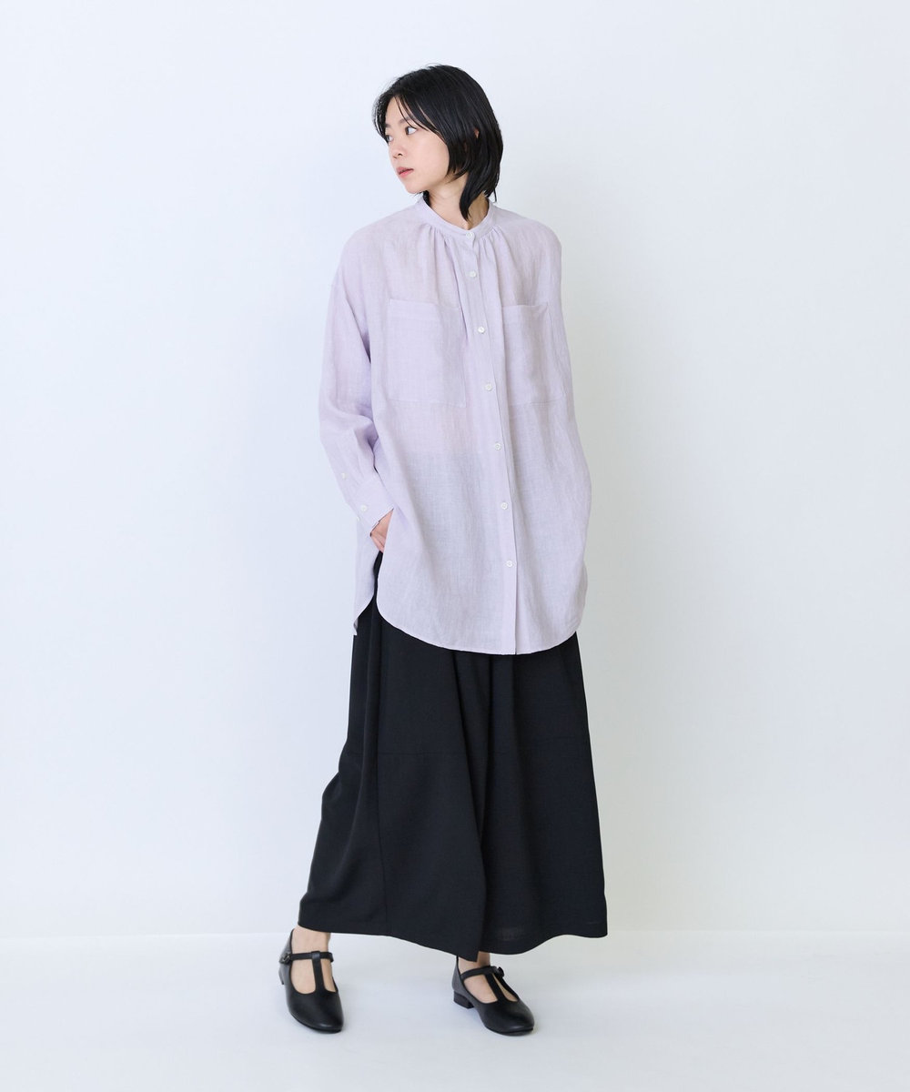 LOISIR エステルドライツイルボトルシルエットパンツ ブラック