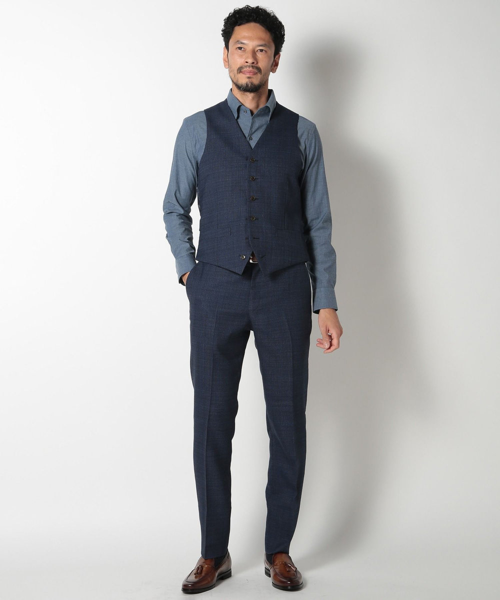 MEN'S BIGI 【ACTIVE TAILOR】ミックスヤーン/ホップサックスラックス ネイビー