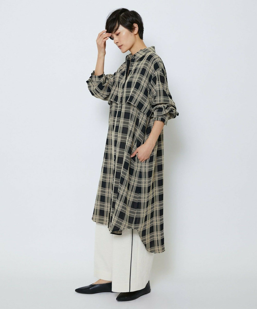 MOGA Collection MOGA Collection ジョーゼットチェックシャツワンピース ブラック