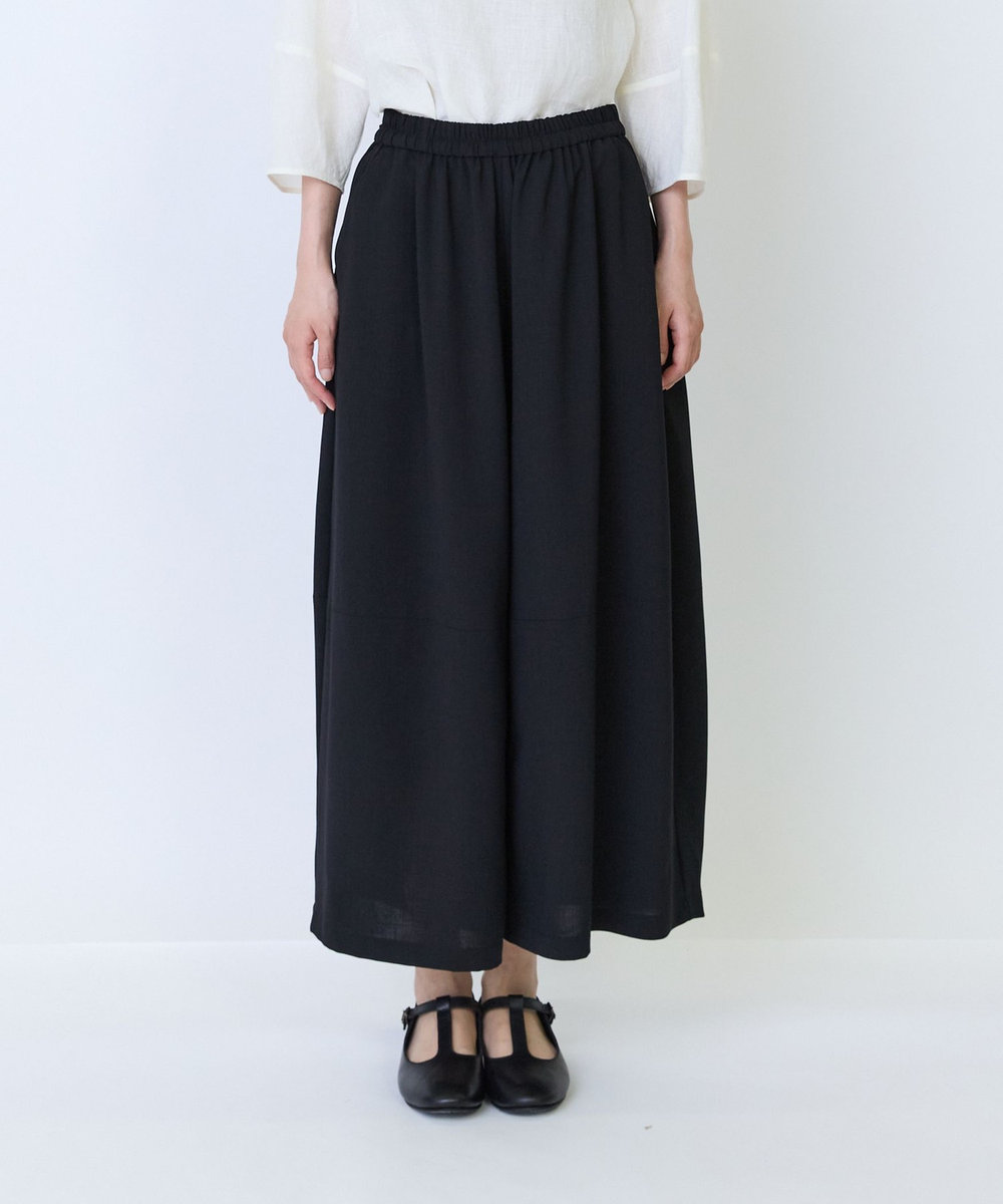 LOISIR エステルドライツイルボトルシルエットパンツ ブラック
