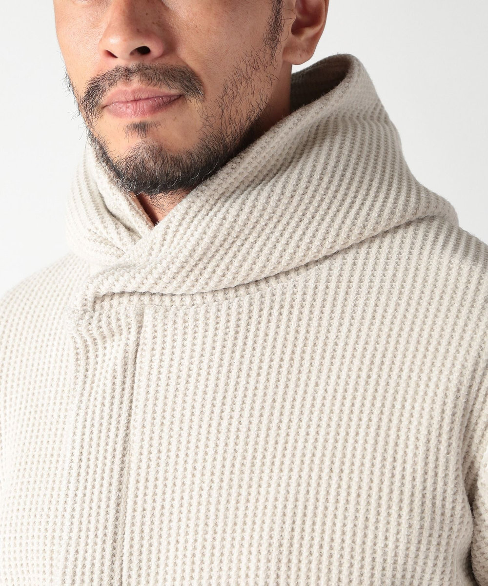 MEN'S BIGI ボリュームネック起毛ワッフルパーカー オフホワイト