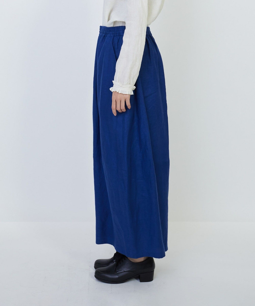 LOISIR リネンツイルボトルシルエットパンツ ブルー
