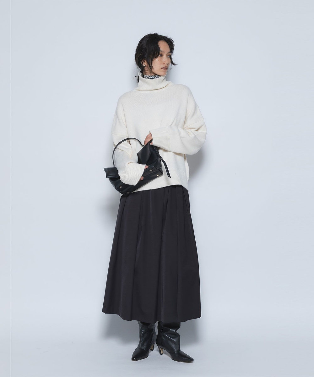 1er Arrondissement ダブルサテンミモレスカート ブラック