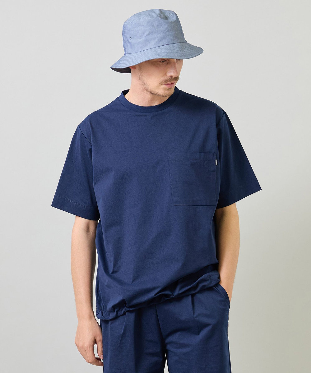 UNION STATION ペーパータッチドローコードTシャツ＜ストレッチ・速乾・マシンウォッシャブル・イージーケア接触冷感＞ ネイビー