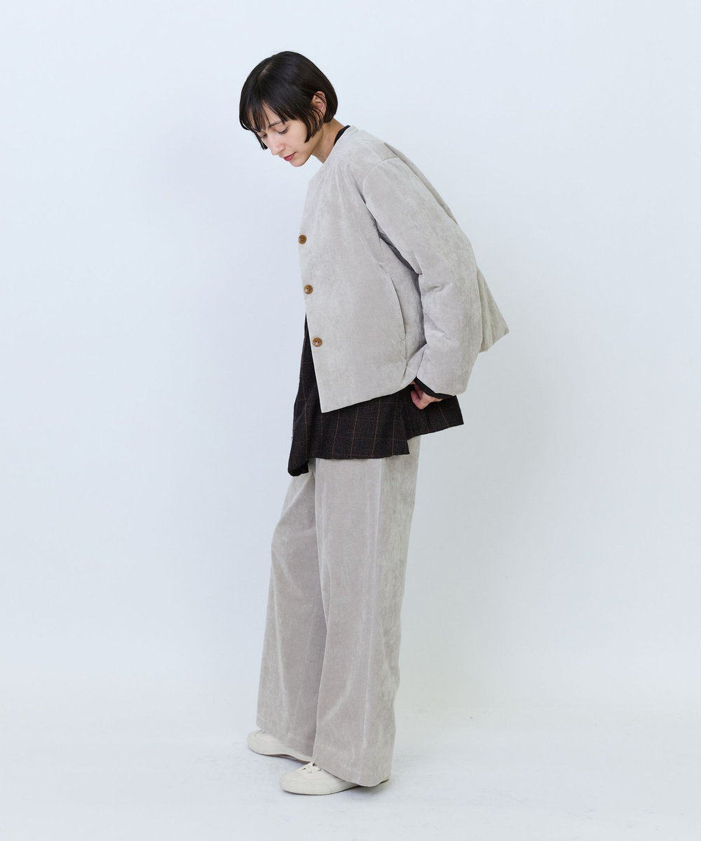 LOISIR シャンブレーベルベットパディングジャケット ベージュ