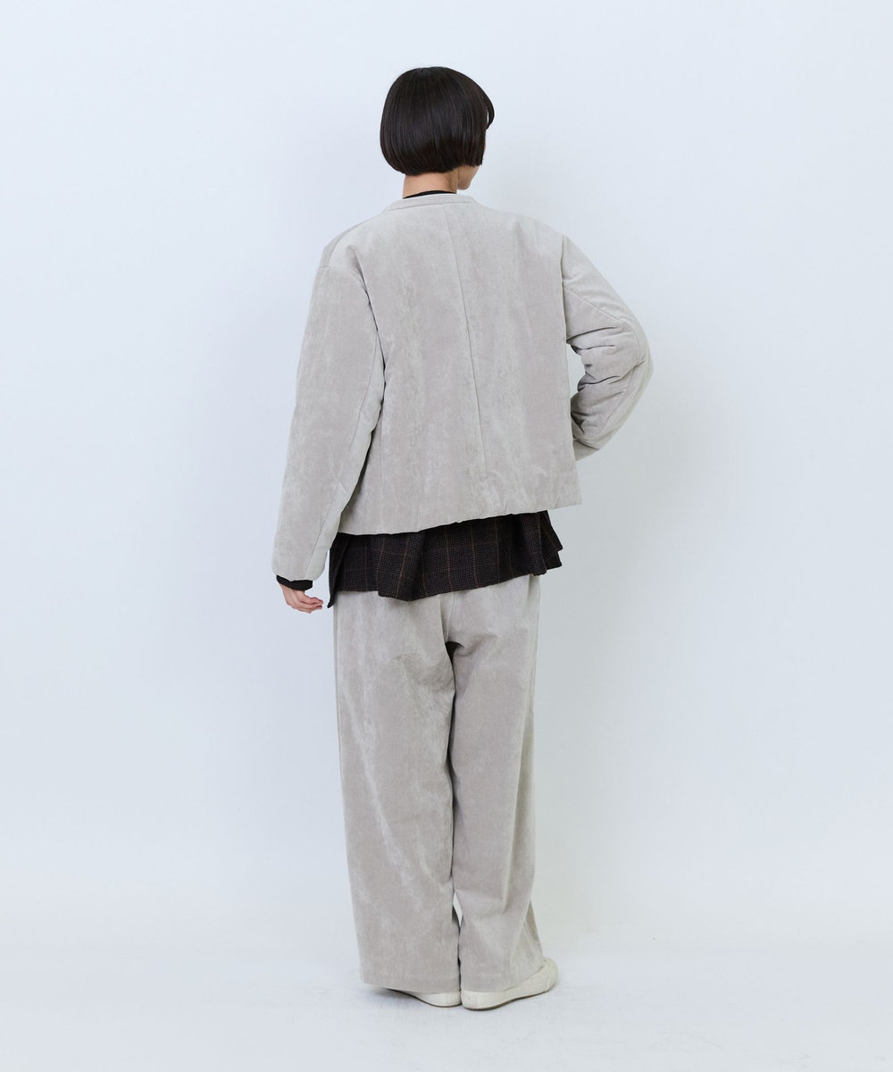 LOISIR シャンブレーベルベットパディングジャケット ベージュ