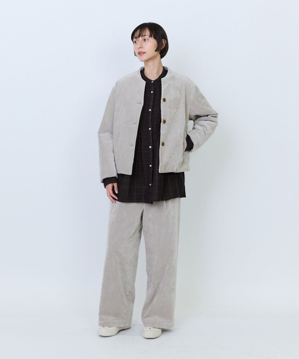 LOISIR シャンブレーベルベットパディングジャケット ベージュ