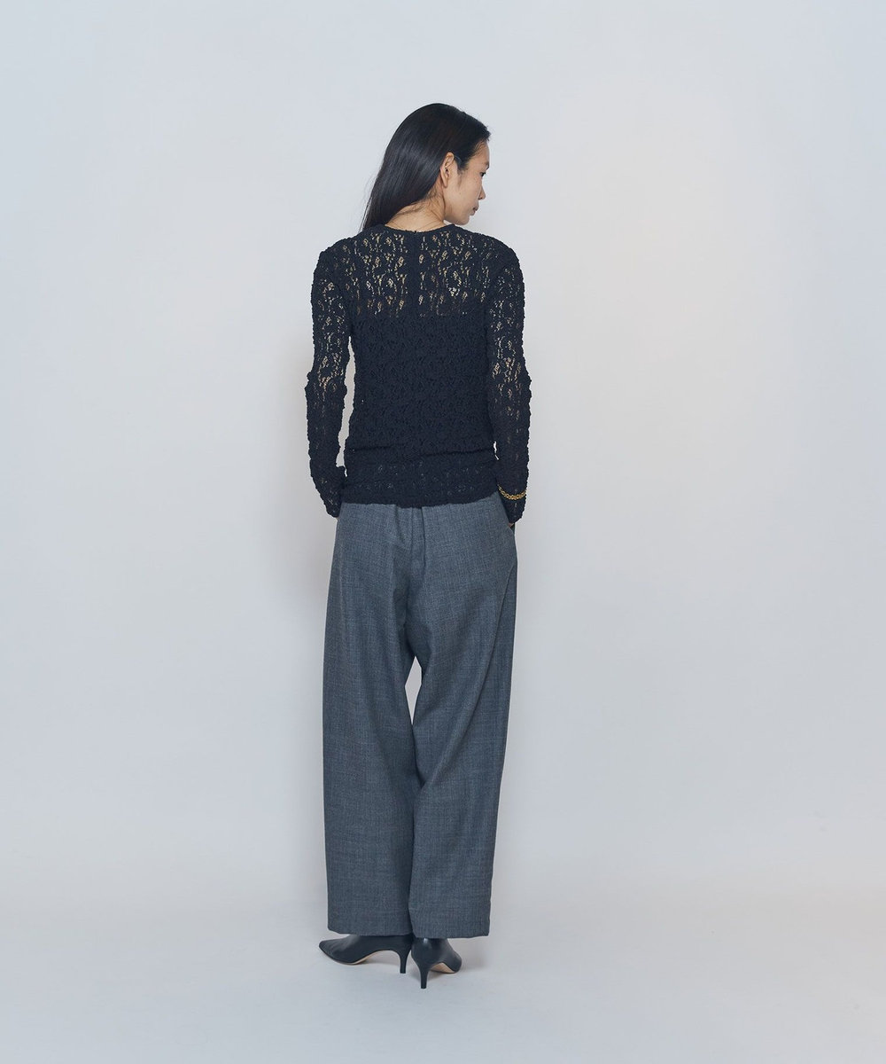 1er Arrondissement ストレッチレースプルオーバー ブラック