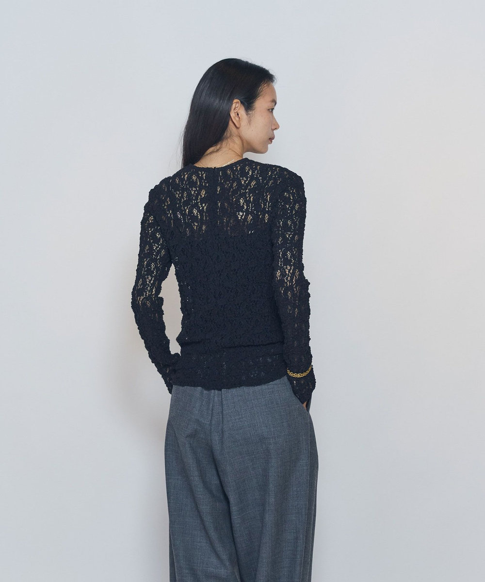 1er Arrondissement ストレッチレースプルオーバー ブラック
