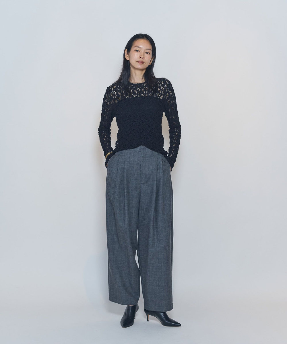 1er Arrondissement ストレッチレースプルオーバー ブラック