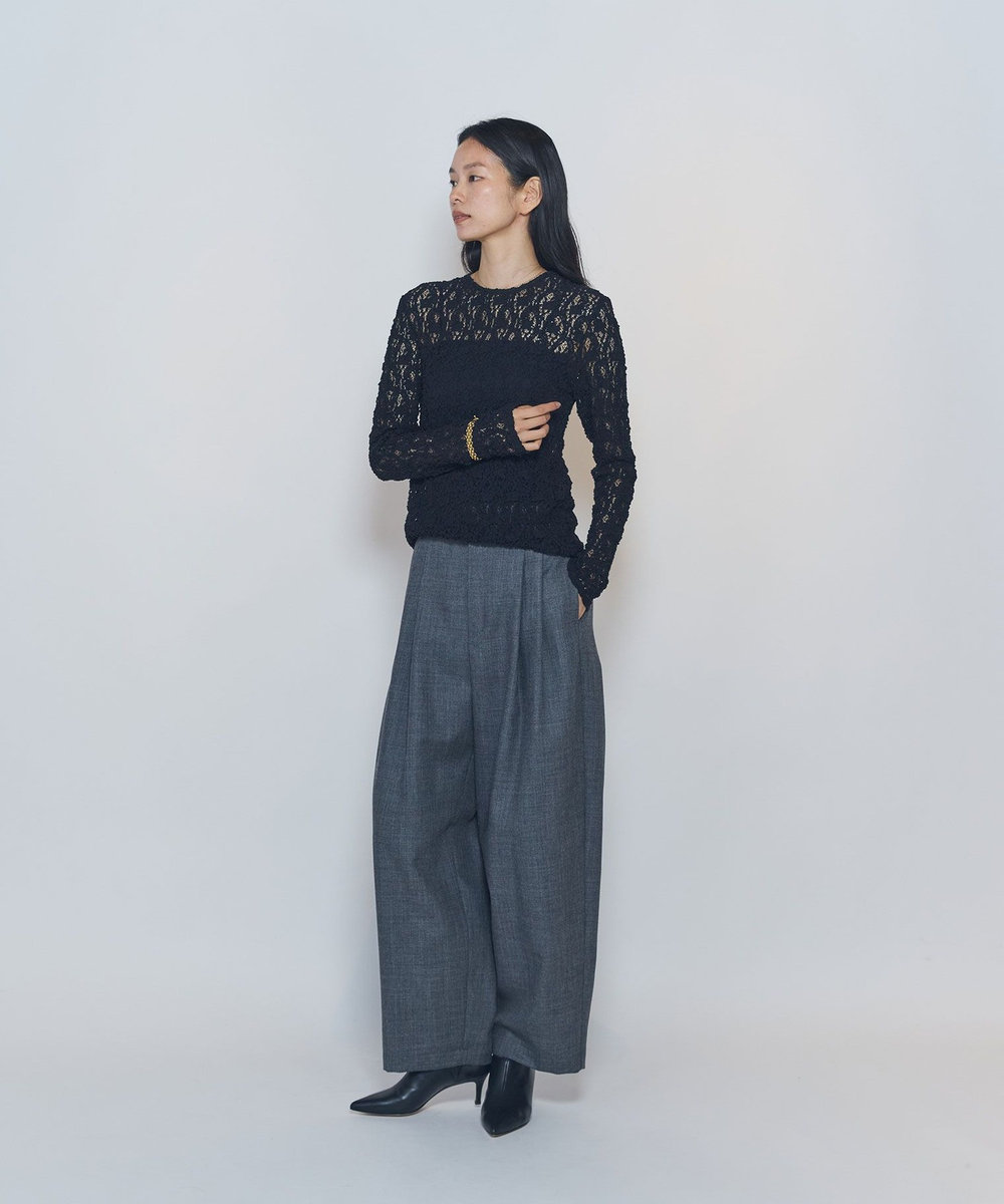 1er Arrondissement ストレッチレースプルオーバー ブラック