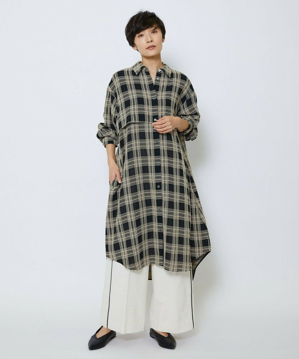 MOGA Collection MOGA Collection ジョーゼットチェックシャツワンピース ブラック