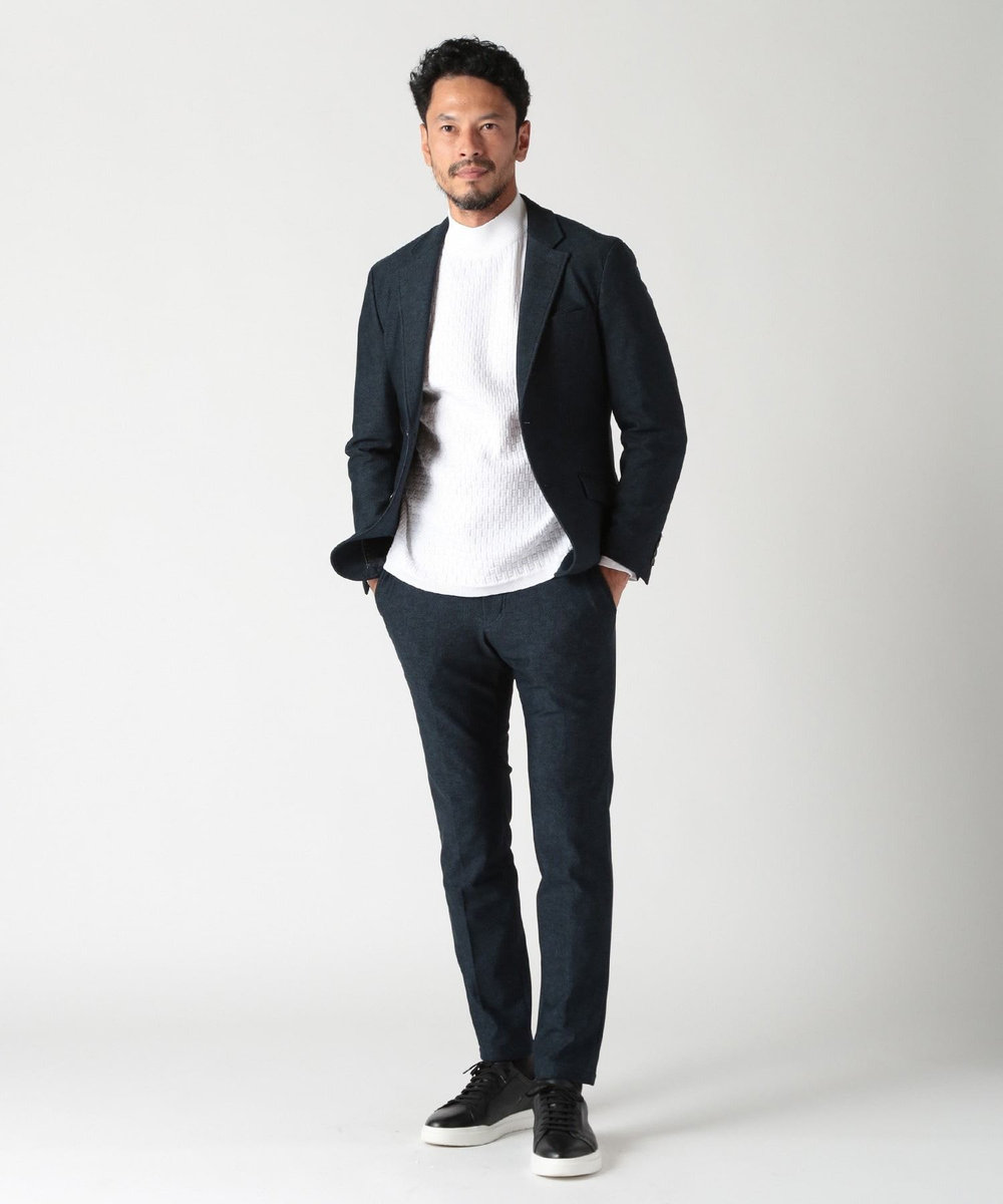 MEN'S BIGI 【ACTIVE TAILOR】ヒートパフォーマーツイード調プリントパンツ（セットアップ対応） ネイビー