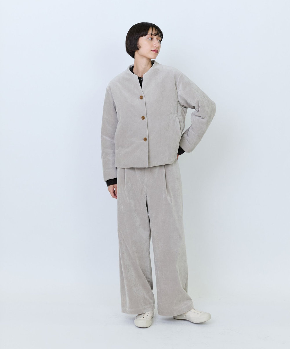 LOISIR シャンブレーベルベットパディングジャケット ベージュ