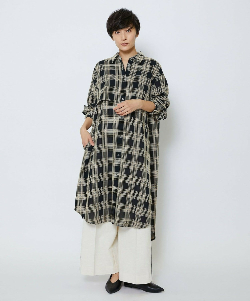 MOGA Collection MOGA Collection ジョーゼットチェックシャツワンピース ブラック