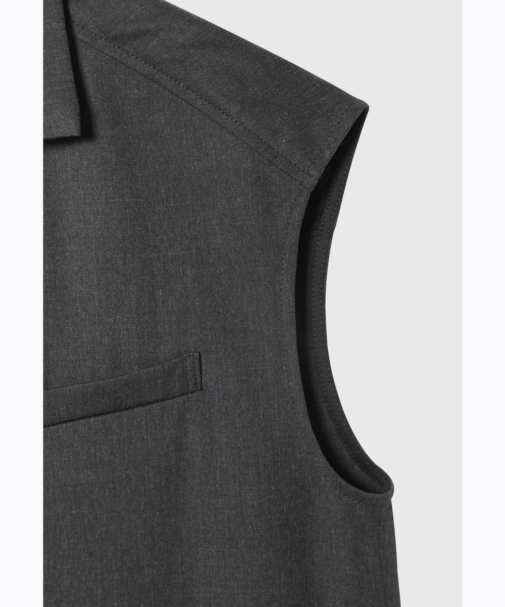 DÉPAREILLÉ WOOL TWILL SHORT SLEEVE COMBINAISON / ウールツイルショートスリーブコンビネゾン チャコールグレー