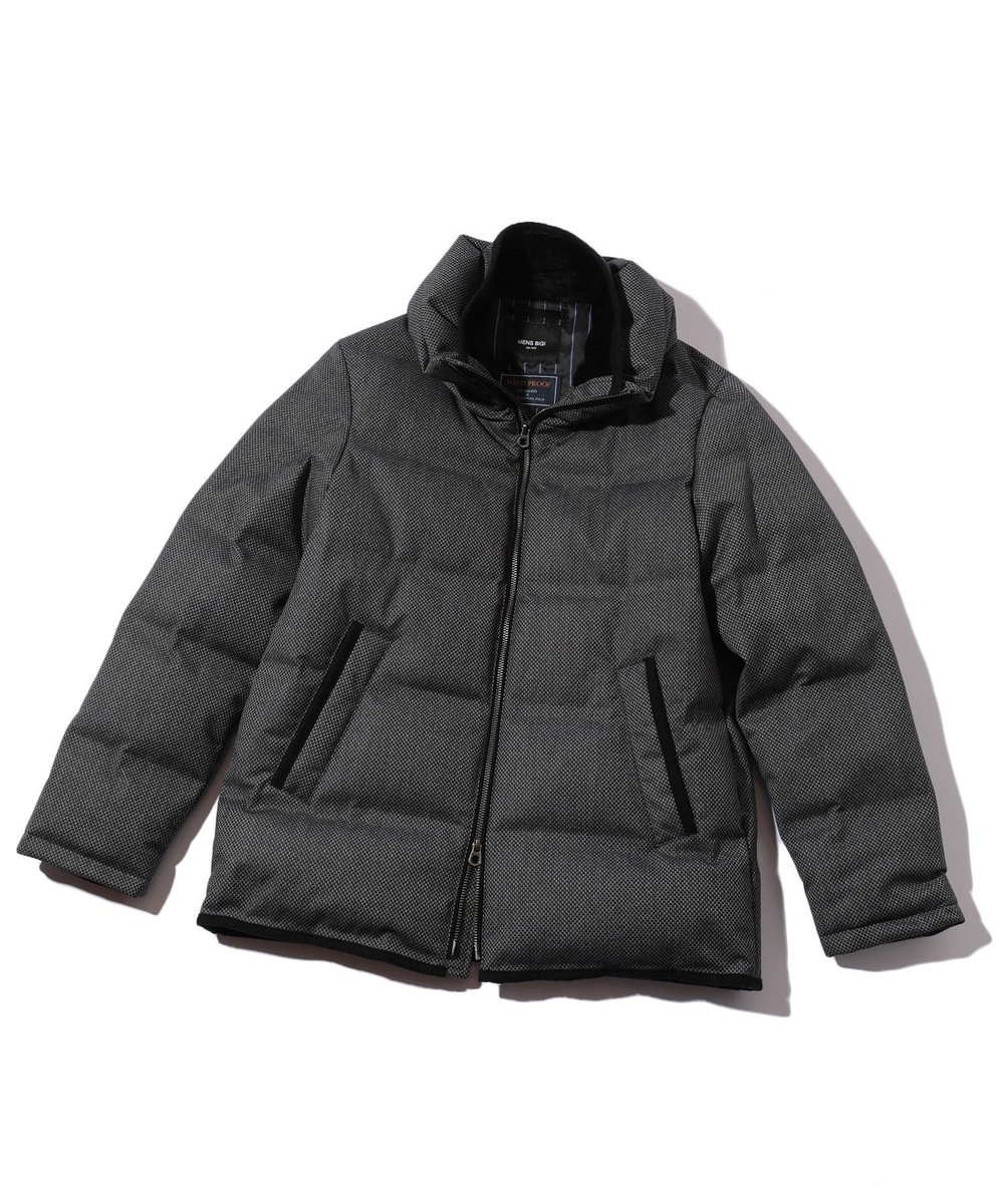 MEN'S BIGI マイクロブロックチェックボリュームネックダウン グレー系その他