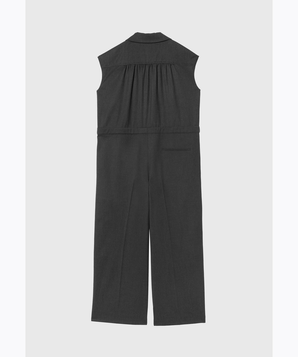 DÉPAREILLÉ WOOL TWILL SHORT SLEEVE COMBINAISON / ウールツイルショートスリーブコンビネゾン チャコールグレー