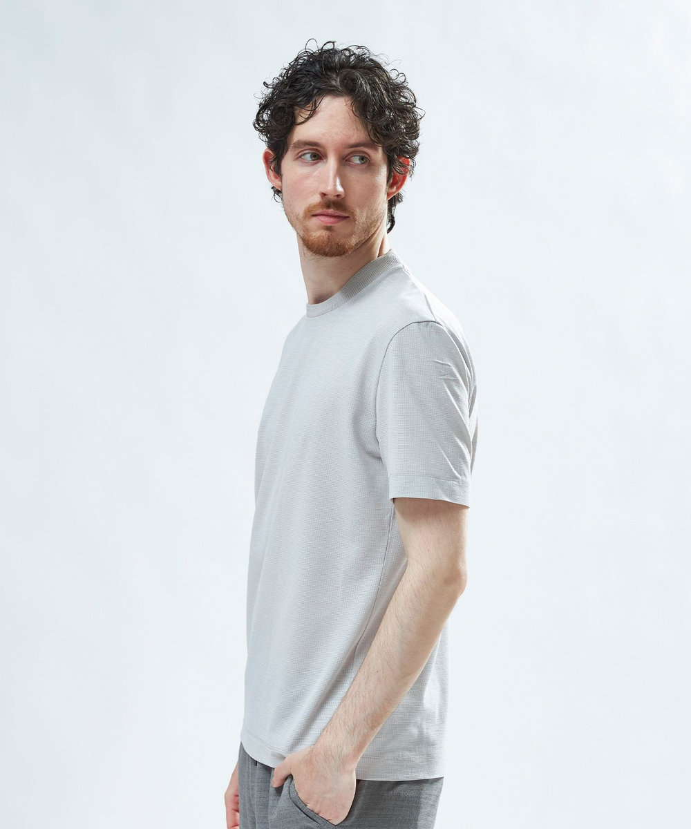 MEN'S BIGI 東レPrimeflex 麻調ドットメッシュ クルーネックTシャツ＜吸水速乾/通気性＞ グレー