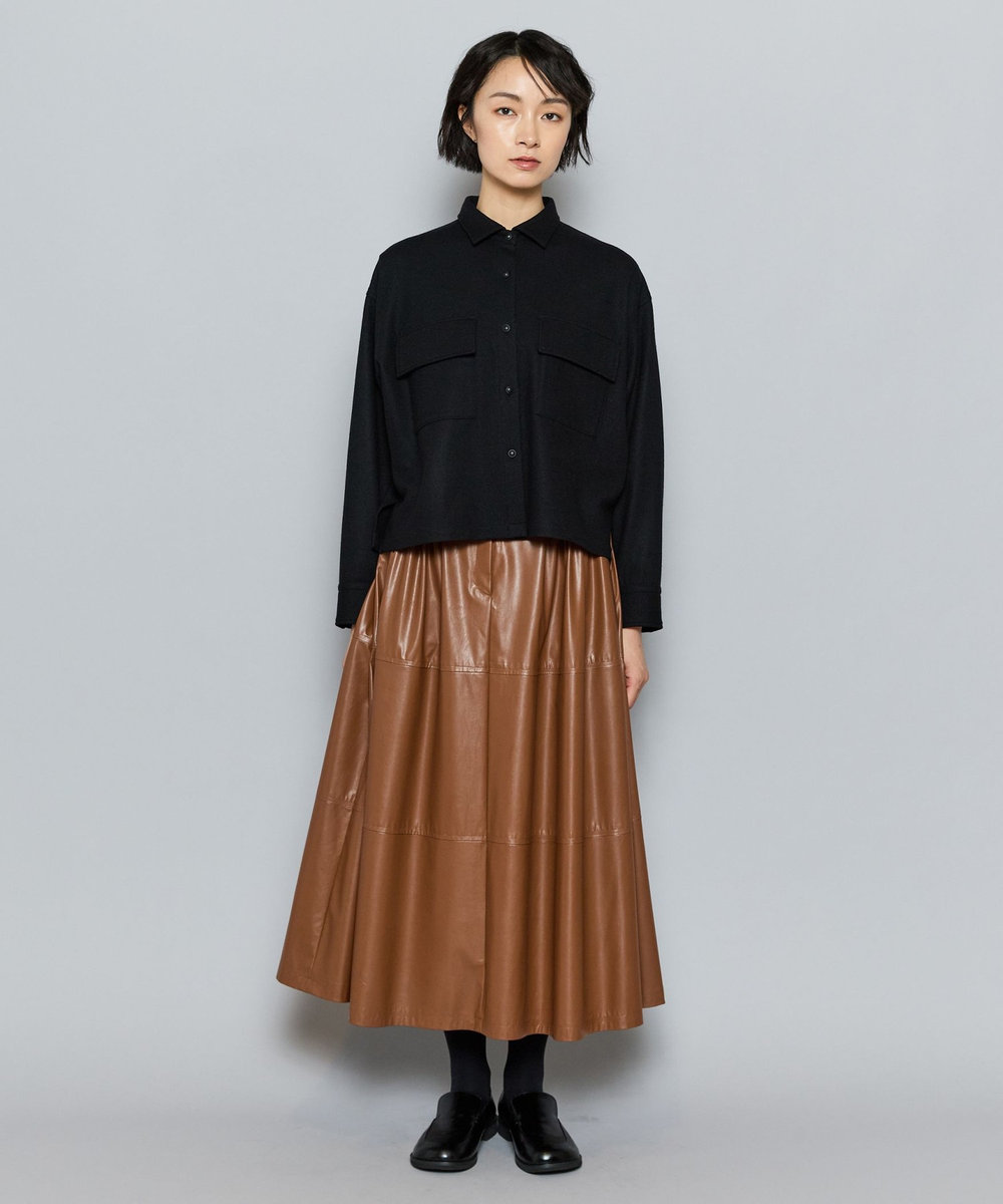 L'EQUIPE GREEN ミルドウールクロップドシャツ ブラック