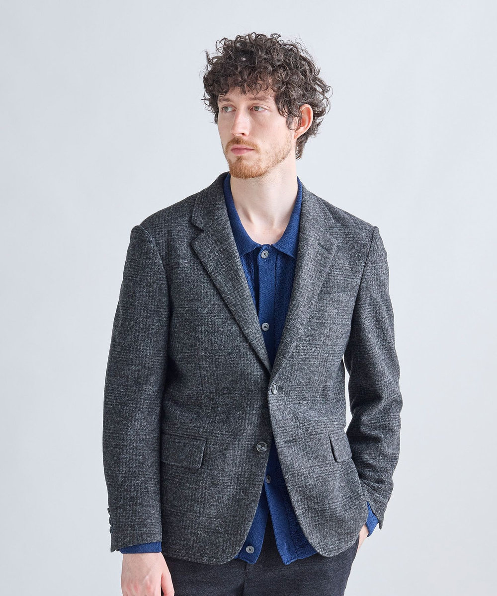 MEN'S BIGI Lanificio Romaウールジャージライクジャケット チャコールグレー
