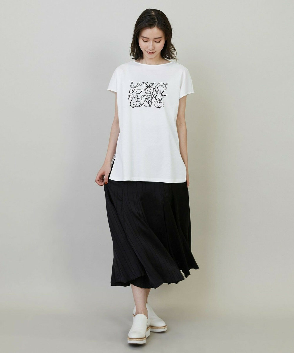 L'EQUIPE Lサイズ（大きいサイズ） 【大きいサイズ】コットンスムースロゴTシャツ ホワイト