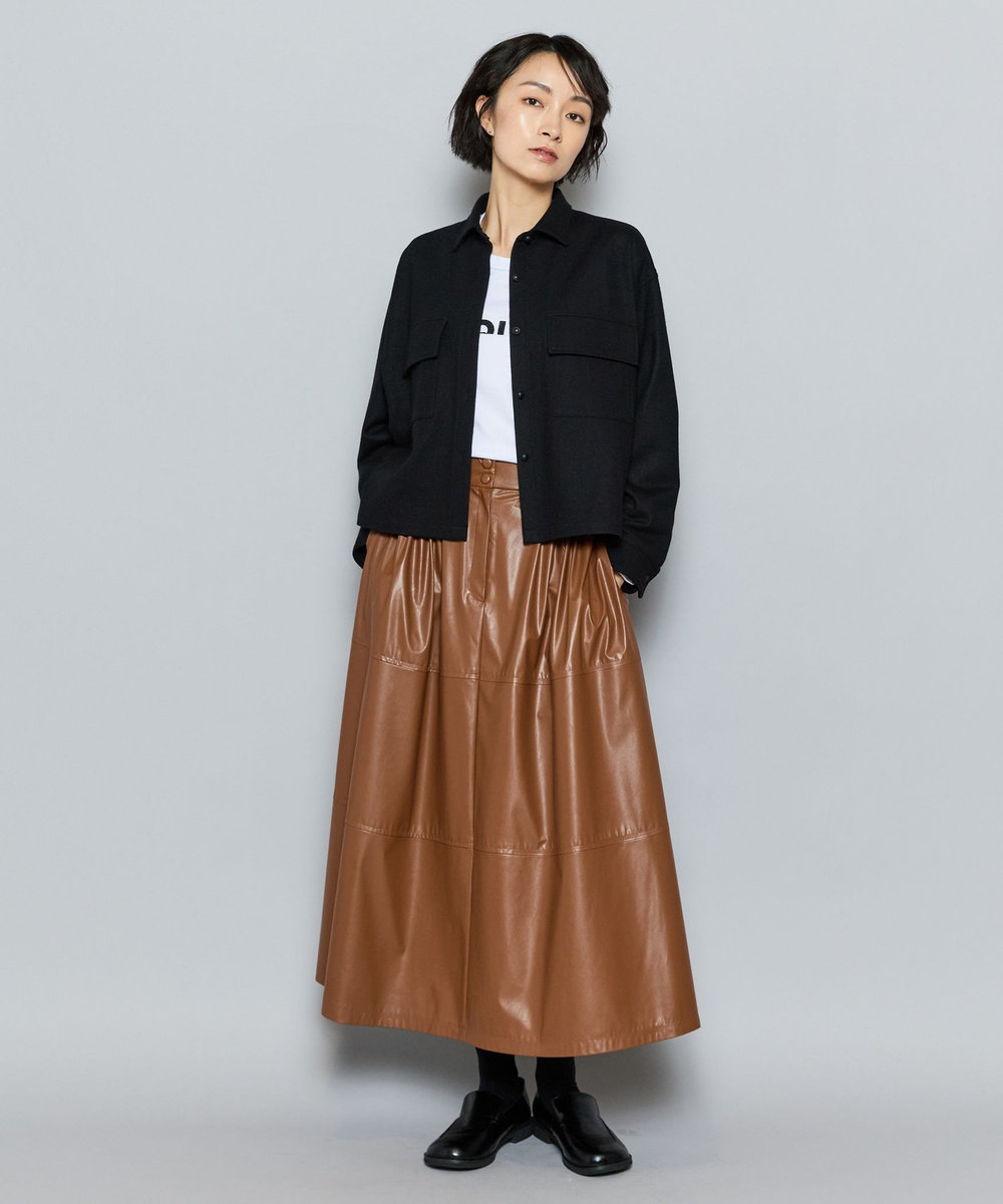 L'EQUIPE GREEN ミルドウールクロップドシャツ ブラック