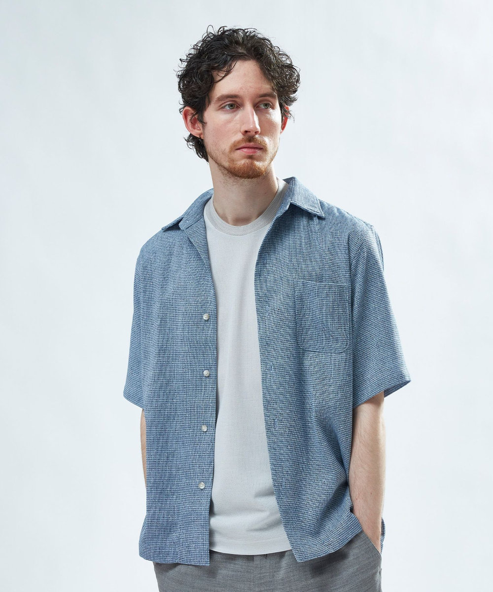 MEN'S BIGI 東レPrimeflex 麻調ドットメッシュ クルーネックTシャツ＜吸水速乾/通気性＞ グレー