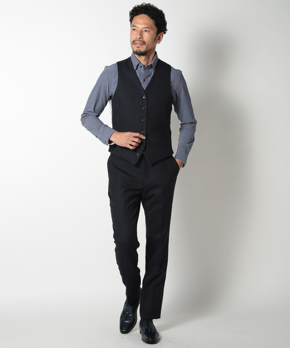 MEN'S BIGI 【ACTIVE TAILOR】ミックスヤーン/ホップサックスラックス ダークネイビー