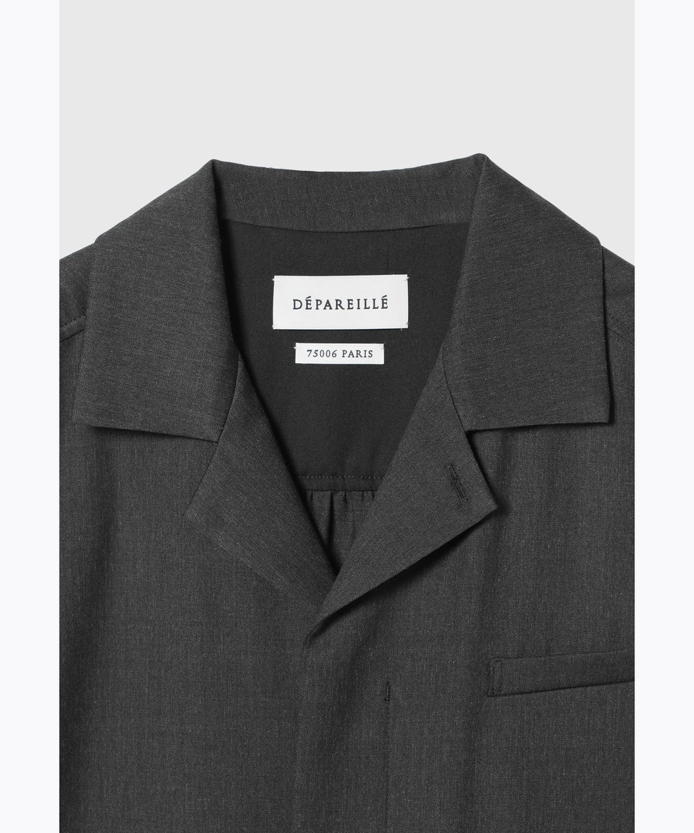 DÉPAREILLÉ WOOL TWILL SHORT SLEEVE COMBINAISON / ウールツイルショートスリーブコンビネゾン チャコールグレー
