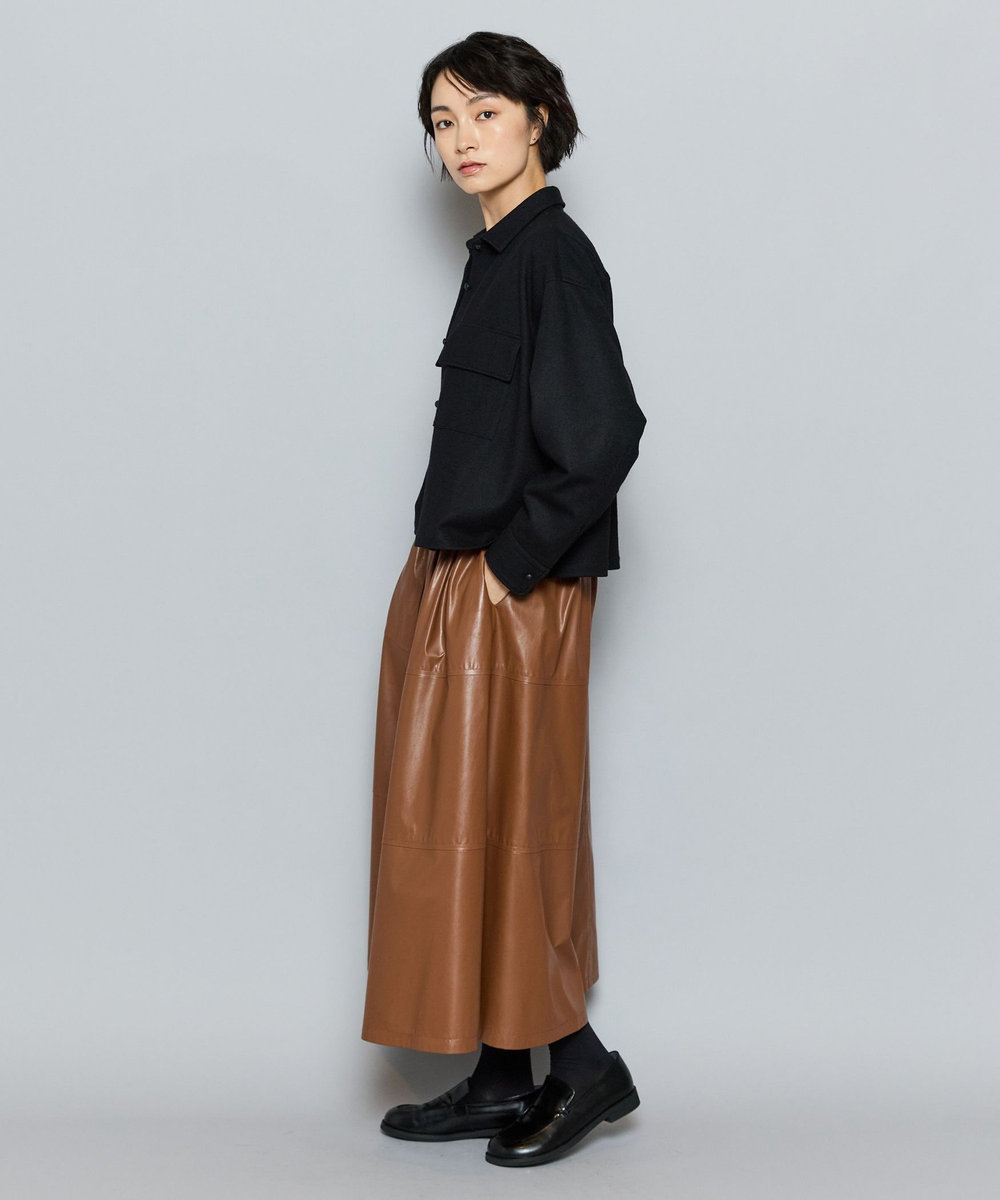 L'EQUIPE GREEN ミルドウールクロップドシャツ ブラック
