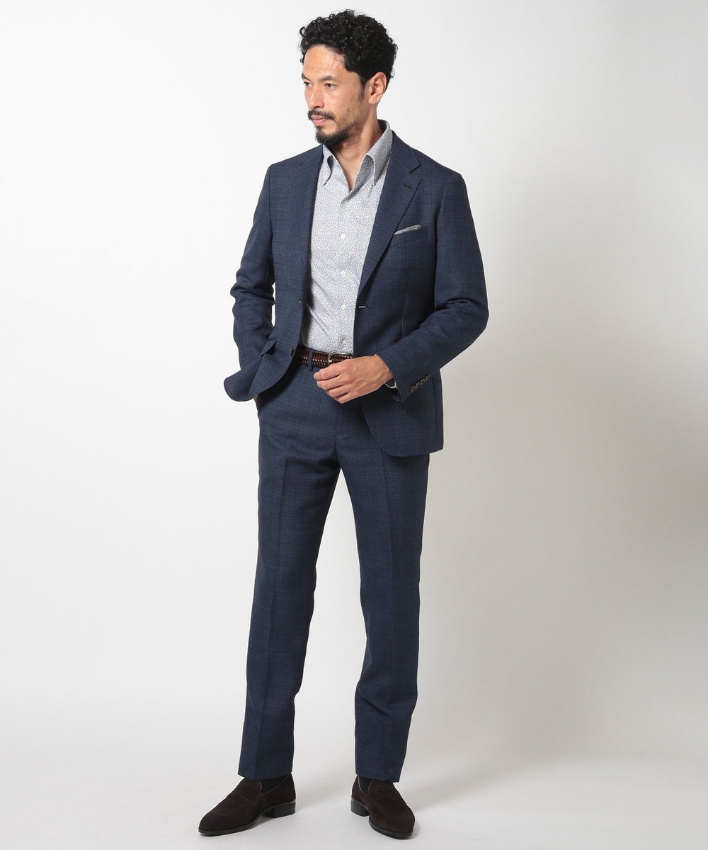 MEN'S BIGI 【ACTIVE TAILOR】ミックスヤーン/ホップサックジャケット＜セットアップ・スリーピース対応＞ ネイビー