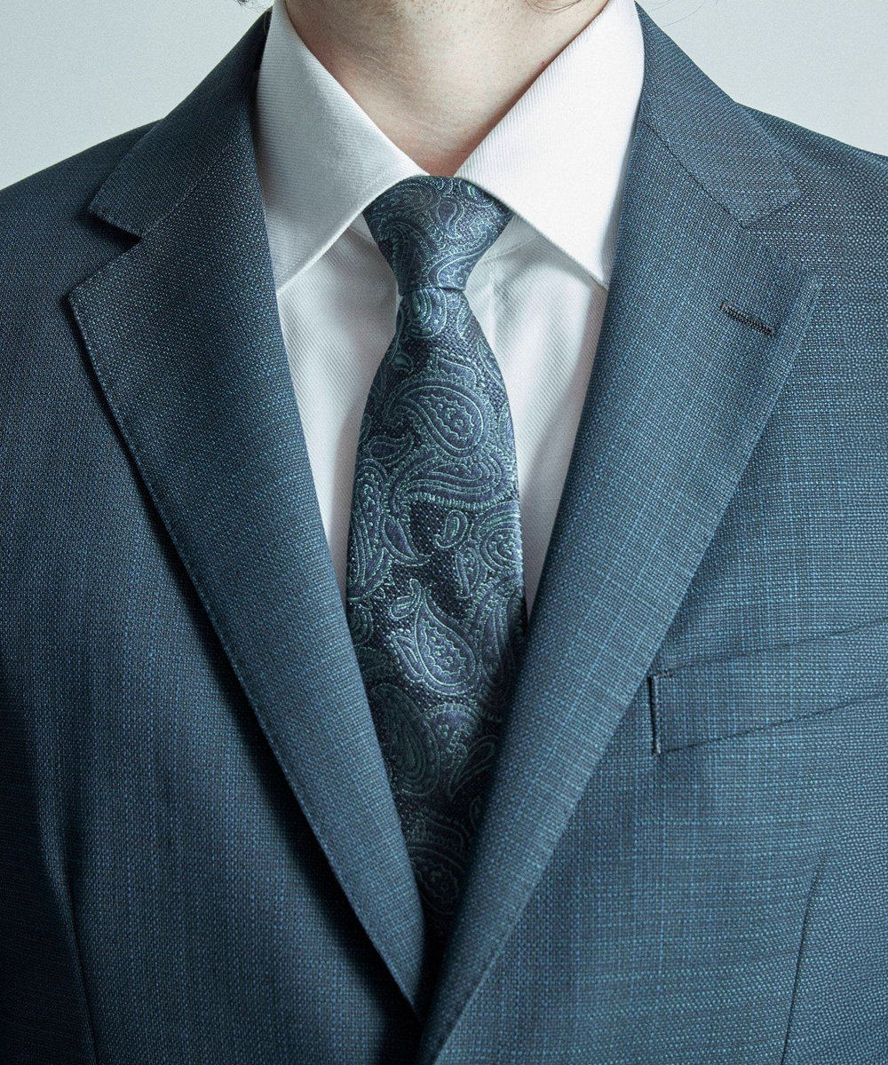 MEN'S BIGI 【TIE YOUR TIE/タイユアタイ】ヴィンテージペイズリー柄ネクタイ ターコイズブルー