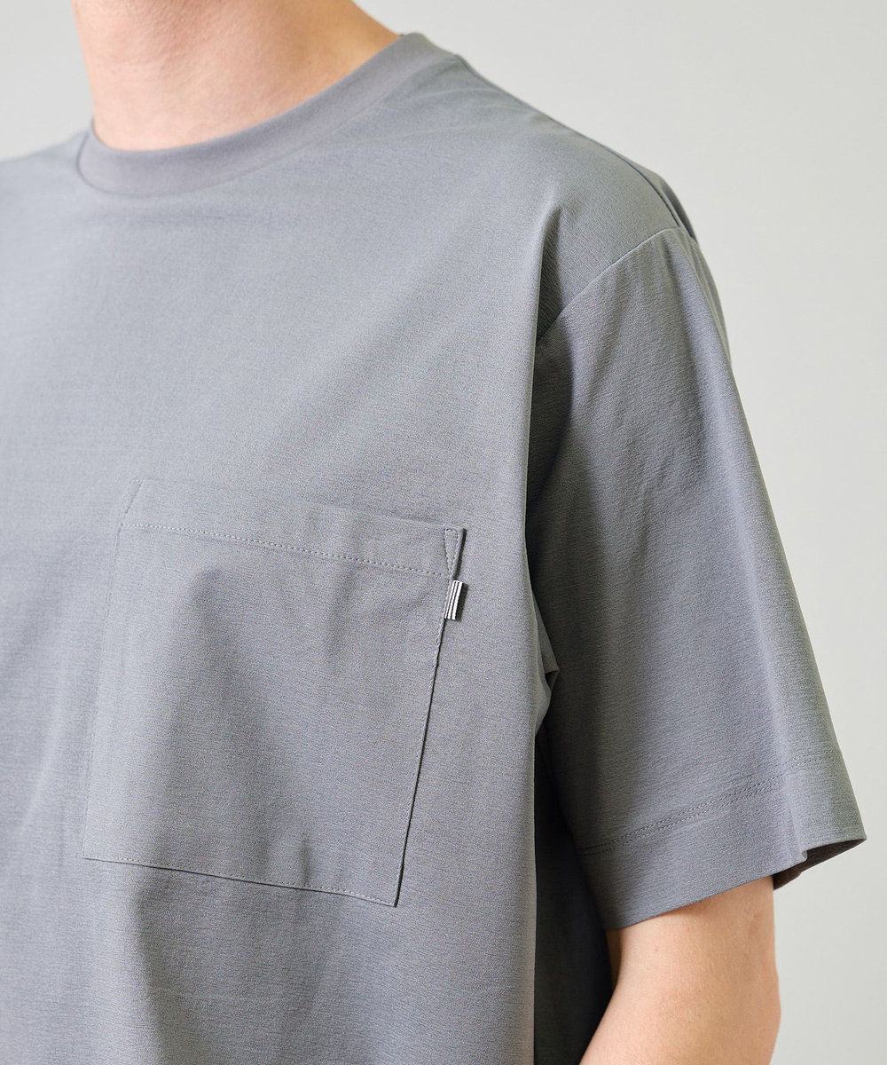 UNION STATION ペーパータッチドローコードTシャツ＜ストレッチ・速乾・マシンウォッシャブル・イージーケア接触冷感＞ グレー