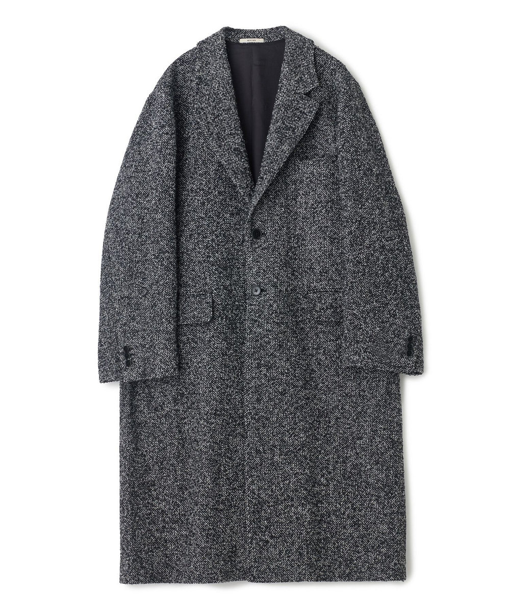 MEN'S BIGI 【BASED ON MEN'S BIGI HERITAGE】ヘリンボーン シングルチェスターコート ブラック系その他