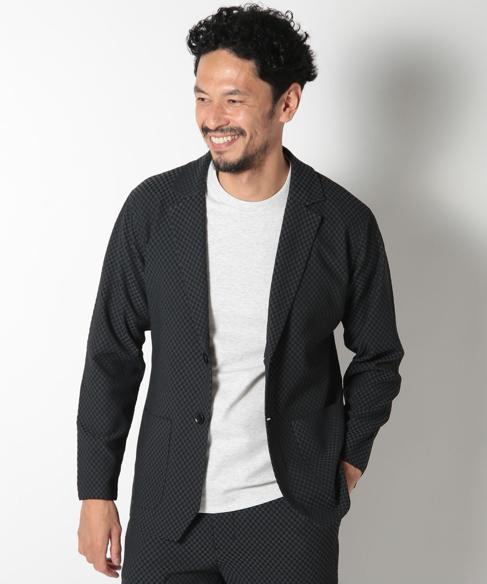MEN'S BIGI ポリエステルエアリードッツテーラードジャケット ブラック