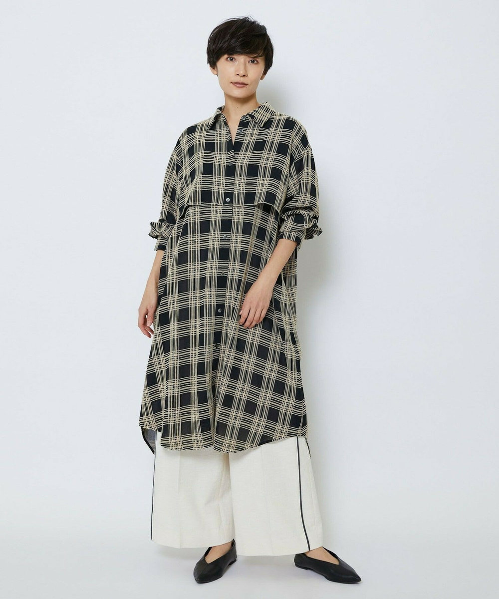 MOGA Collection MOGA Collection ジョーゼットチェックシャツワンピース ブラック