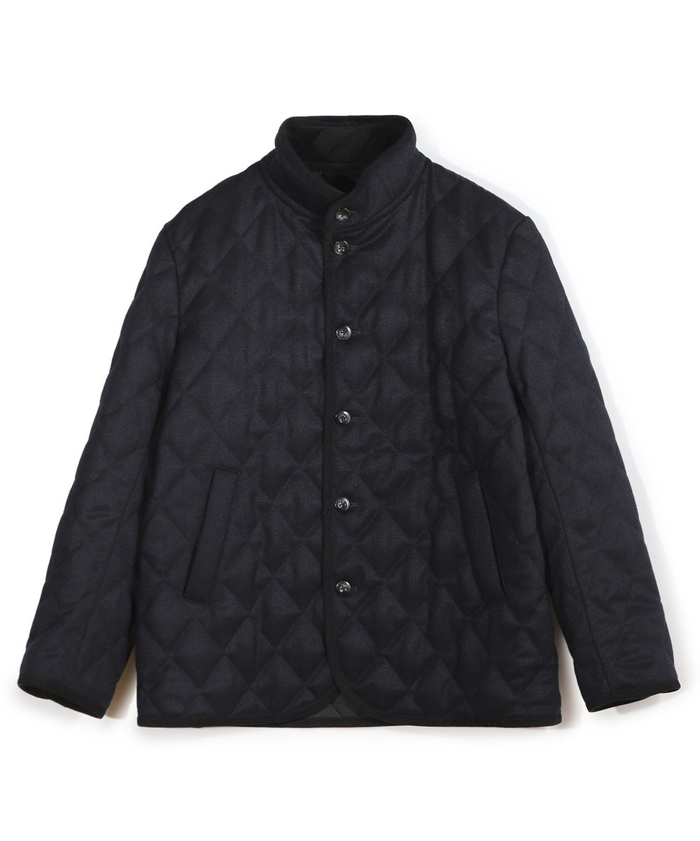 MEN'S BIGI クラシックツイードスタンドカラーブルゾン ネイビー
