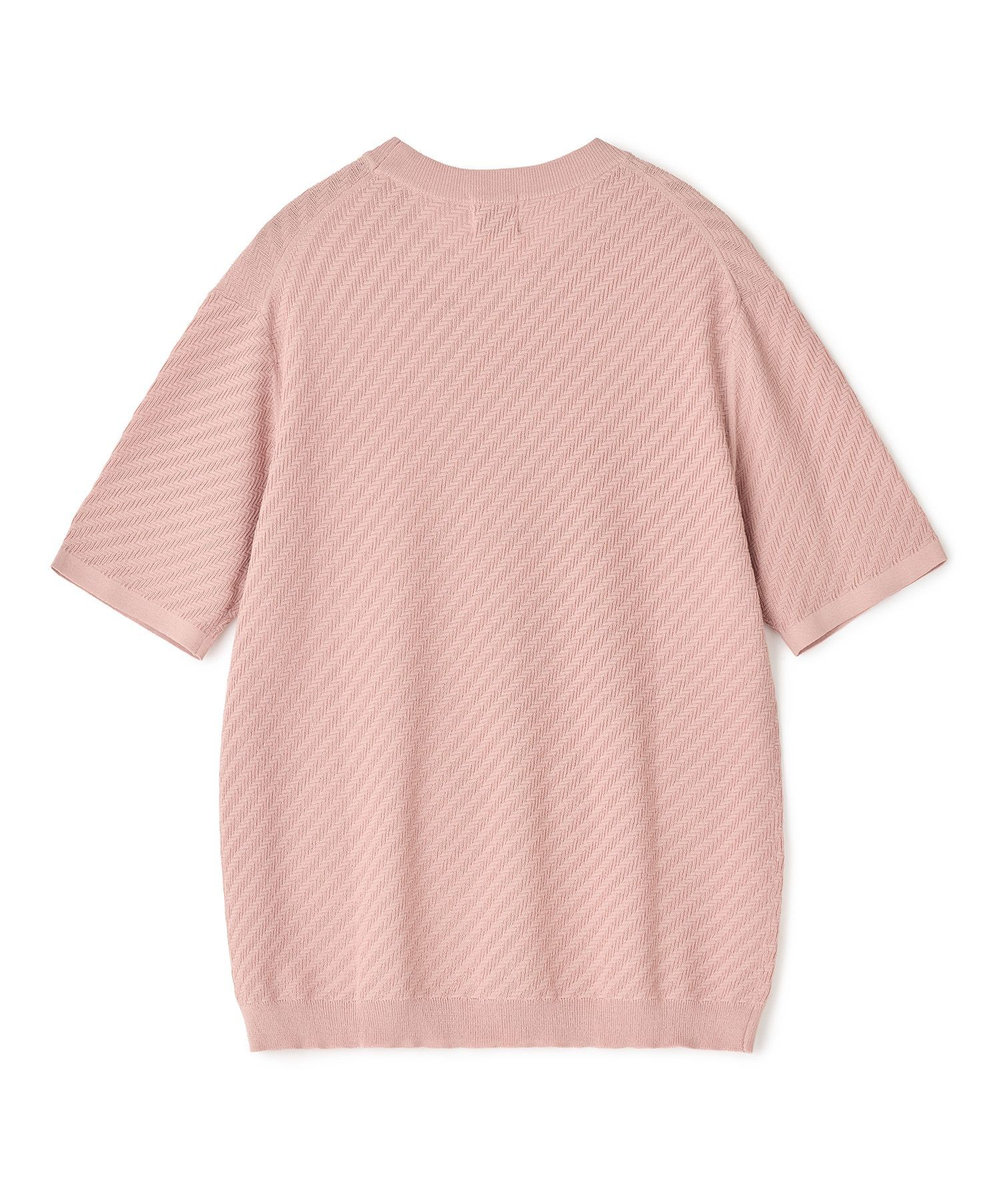 MEN'S BIGI ハイゲージジャカード 薄手モックネックサマーニット＜持続冷感＞ ピンク