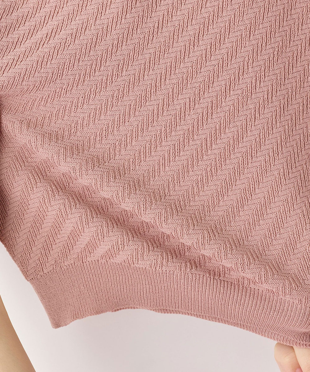 MEN'S BIGI ハイゲージジャカード 薄手モックネックサマーニット＜持続冷感＞ ピンク