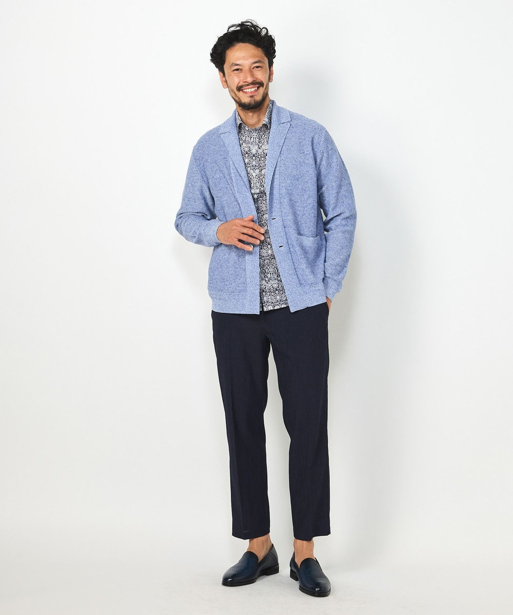 MEN'S BIGI 3Dサッカーストレッチアンクル丈イージーパンツ ネイビー