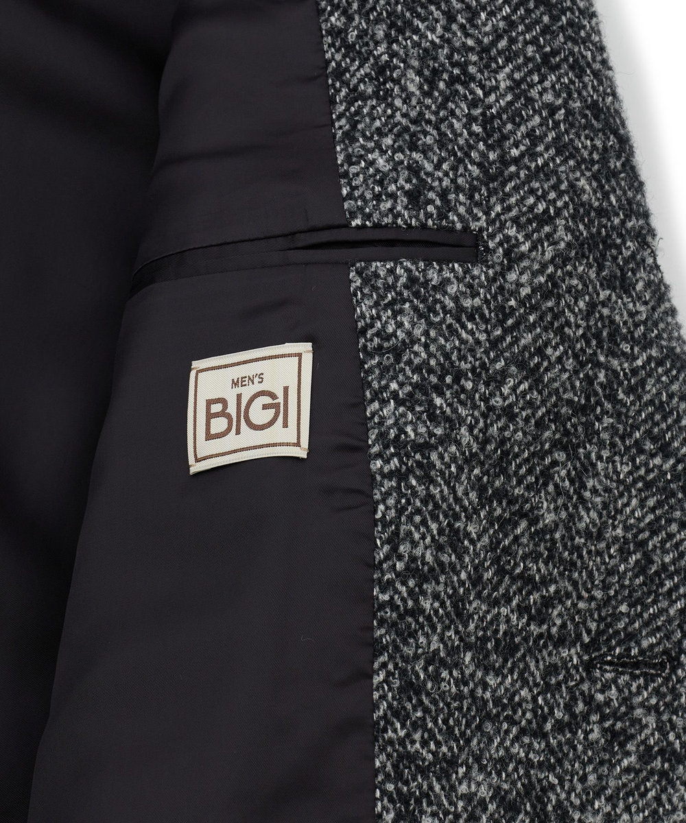 MEN'S BIGI 【BASED ON MEN'S BIGI HERITAGE】ヘリンボーン シングルチェスターコート ブラック系その他