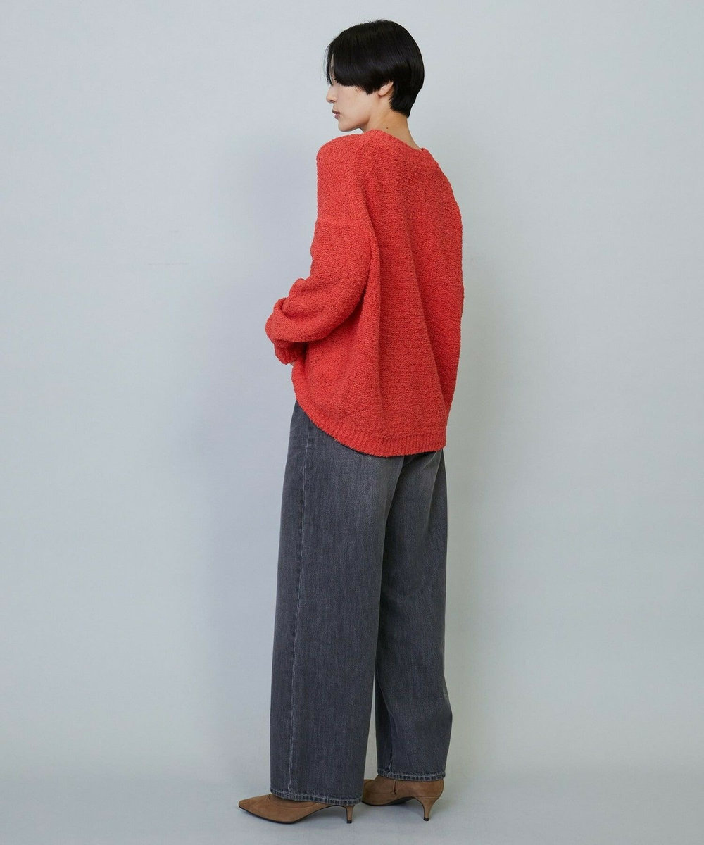 MOGA DALIA Vネックショートニットトップス コーラルピンク