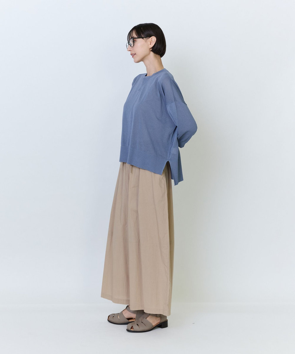 LOISIR エステルペーパー鹿の子編みプルオーバー ブルーグレー
