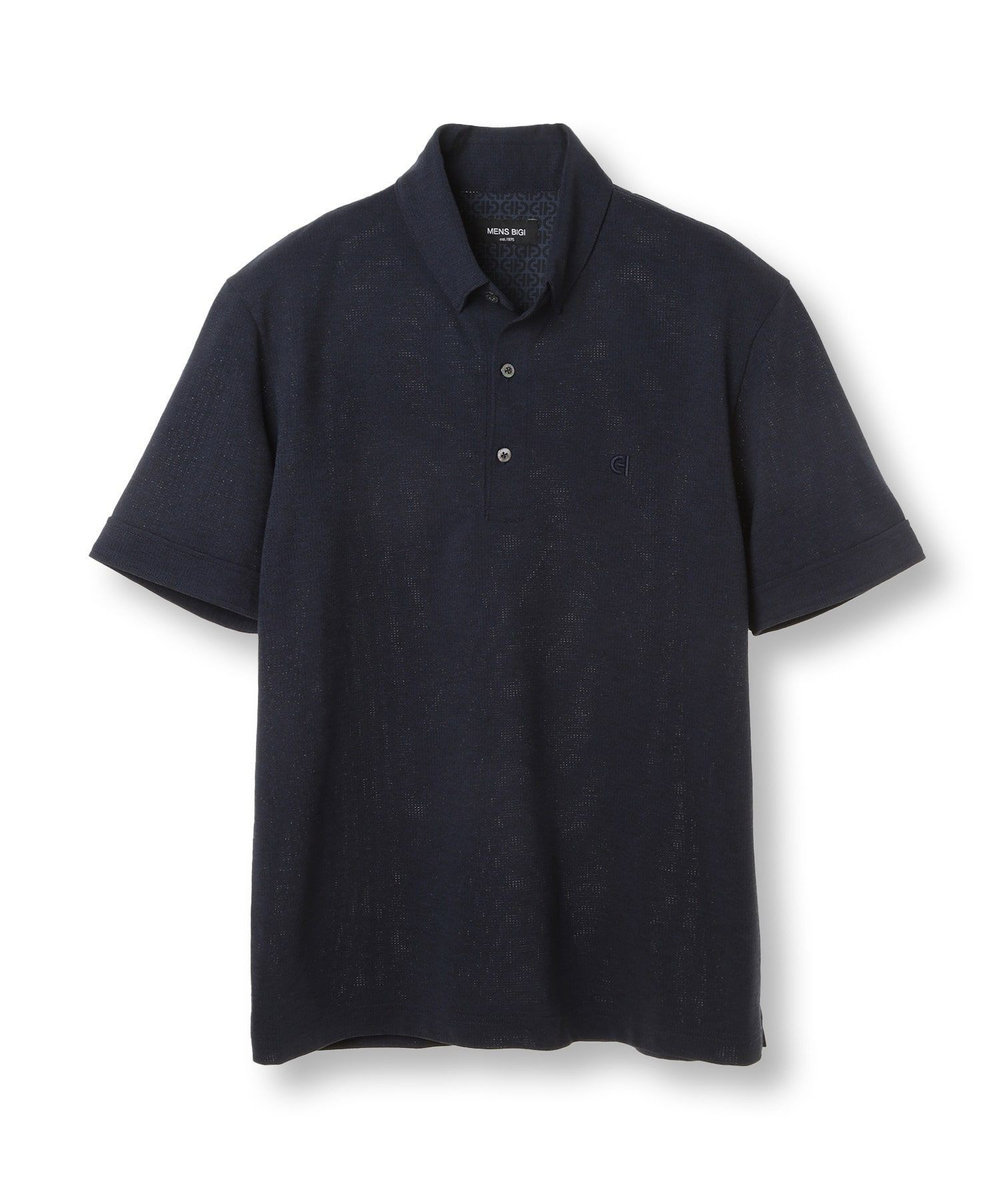 MEN'S BIGI  【COLE HAAN/コール ハーン】別注 メッシュジャージ素材ポロシャツ<吸水速乾><2WAYストレッチ> ネイビー