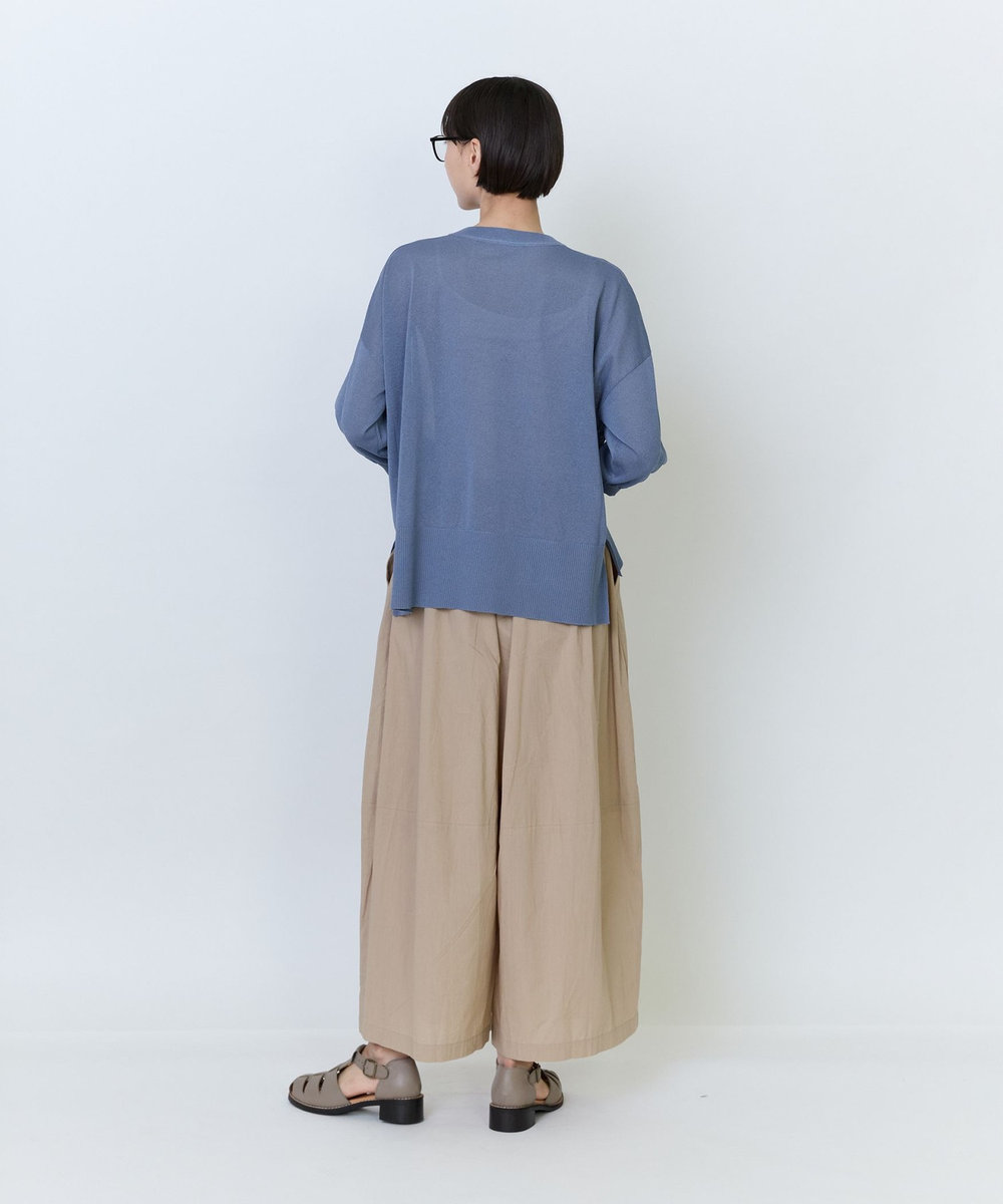 LOISIR エステルペーパー鹿の子編みプルオーバー ブルーグレー