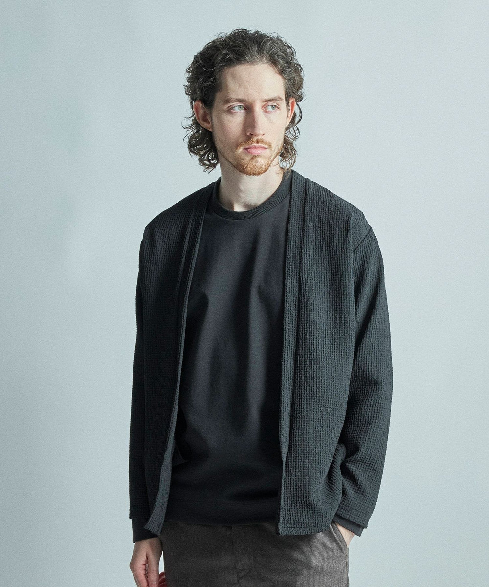 MEN'S BIGI 【ACTIVE TAILOR/アクティブテイラー】シルケットスムースクルーネック長袖Tシャツ ブラック